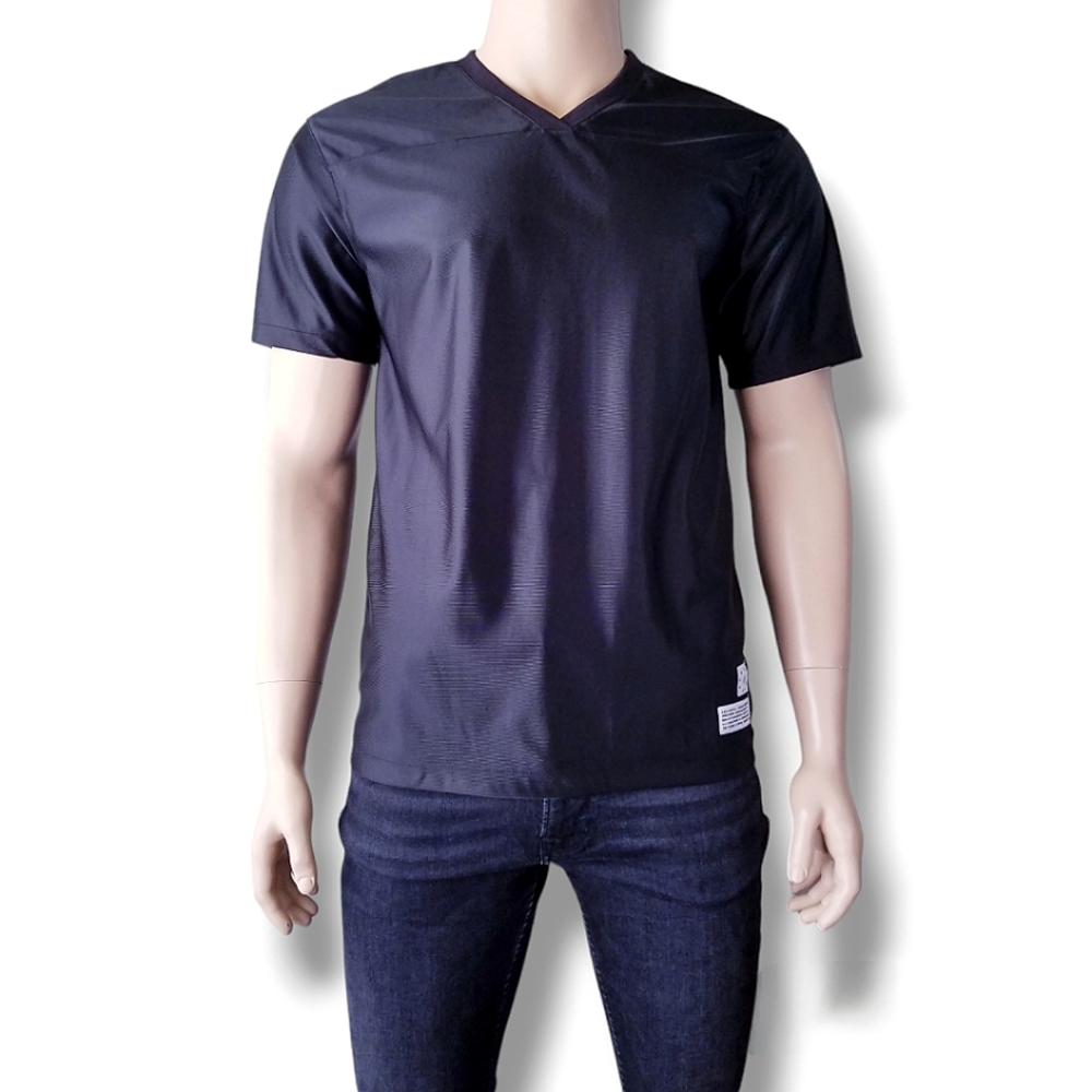 H&M Black V-Neck Satin Jersey T-Shirt Size Small